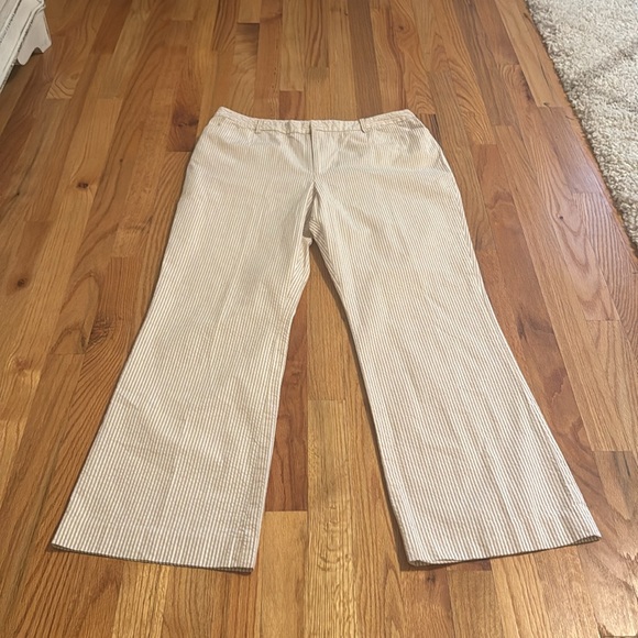 Ralph Lauren Tan & White Striped Pants - Picture 2 of 6